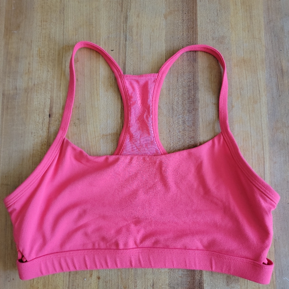 Fabletics Peri, Coral Square Neck Racerback Sports Bra,  Small, Lace-Up